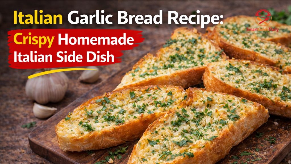 Crispy Italian garlic bread with butter garlic and parsley