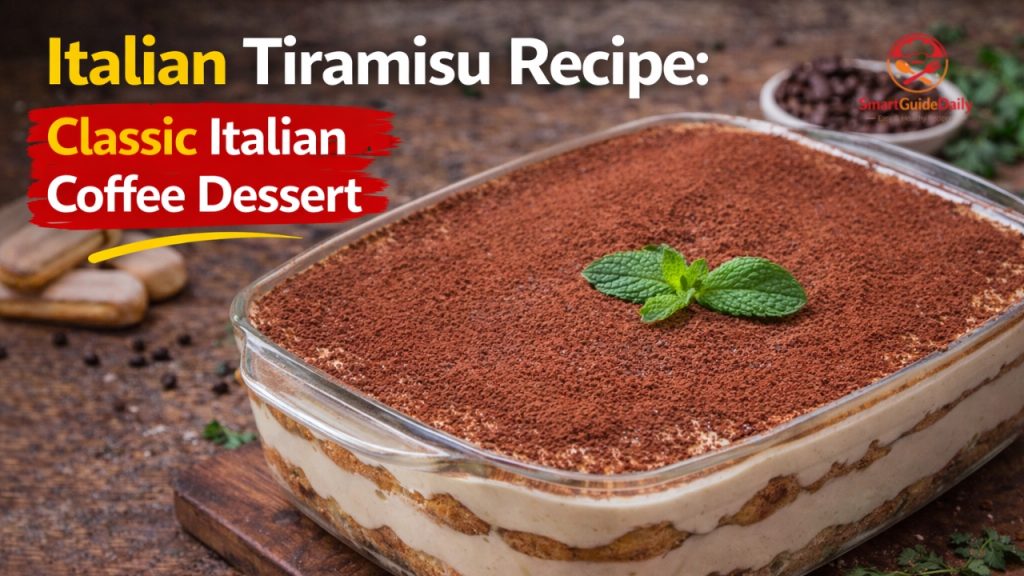 Authentic Italian tiramisu dessert with mascarpone cream and cocoa powder
