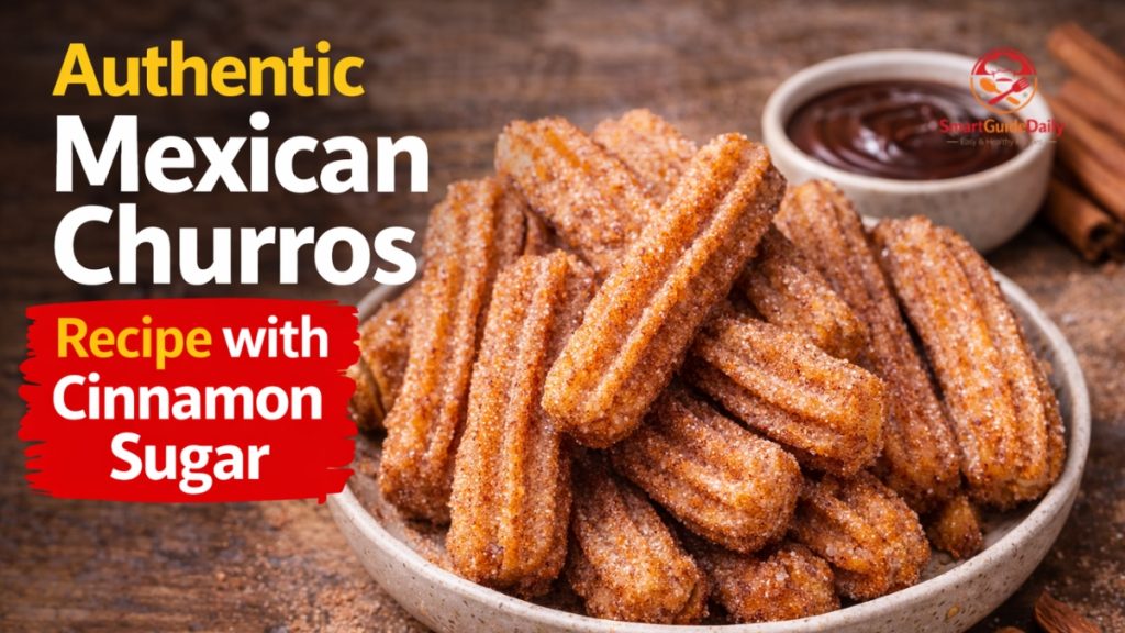 Authentic Mexican churros coated with cinnamon sugar served with chocolate dipping sauce