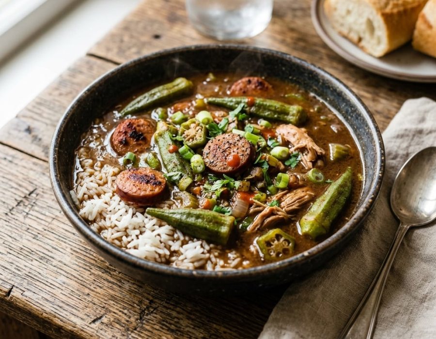 Gumbo Two Ways: Dark-Roux Cajun or Creole Seafood