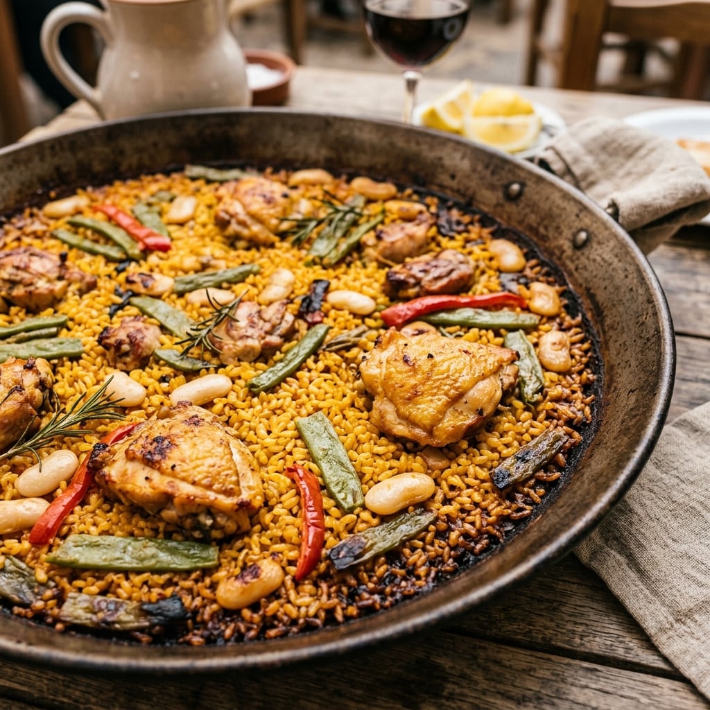 Valencian Paella With Socarrat, Not a Wet Rice Pan